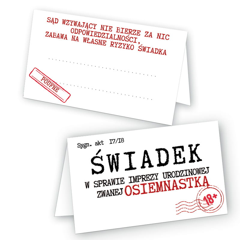 Winietki na Stół na 18 Urodziny Wezwanie - 10 sztuk (s)