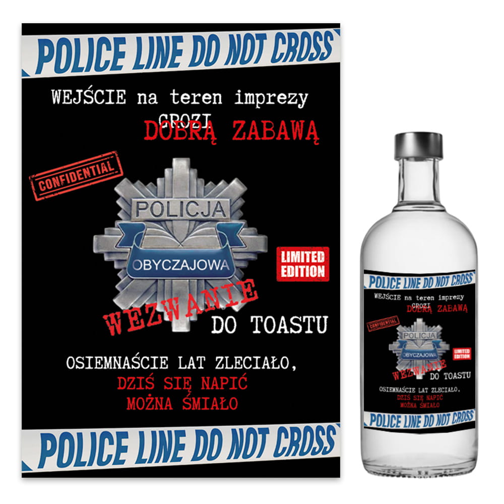 Naklejki na Butelki na 18 Policja - 10 sztuk (s)