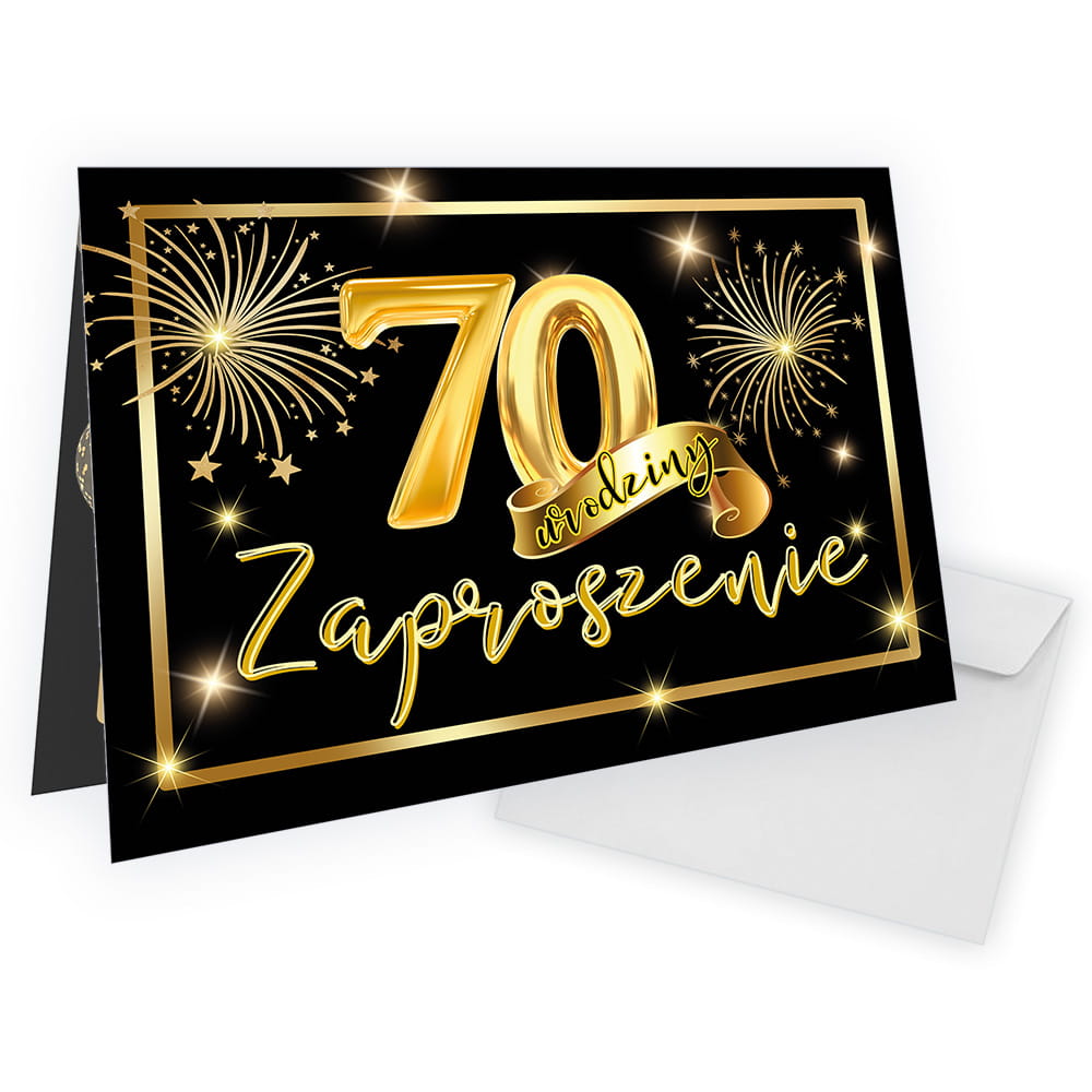 Zaproszenia na 70 Urodziny Złote Balony