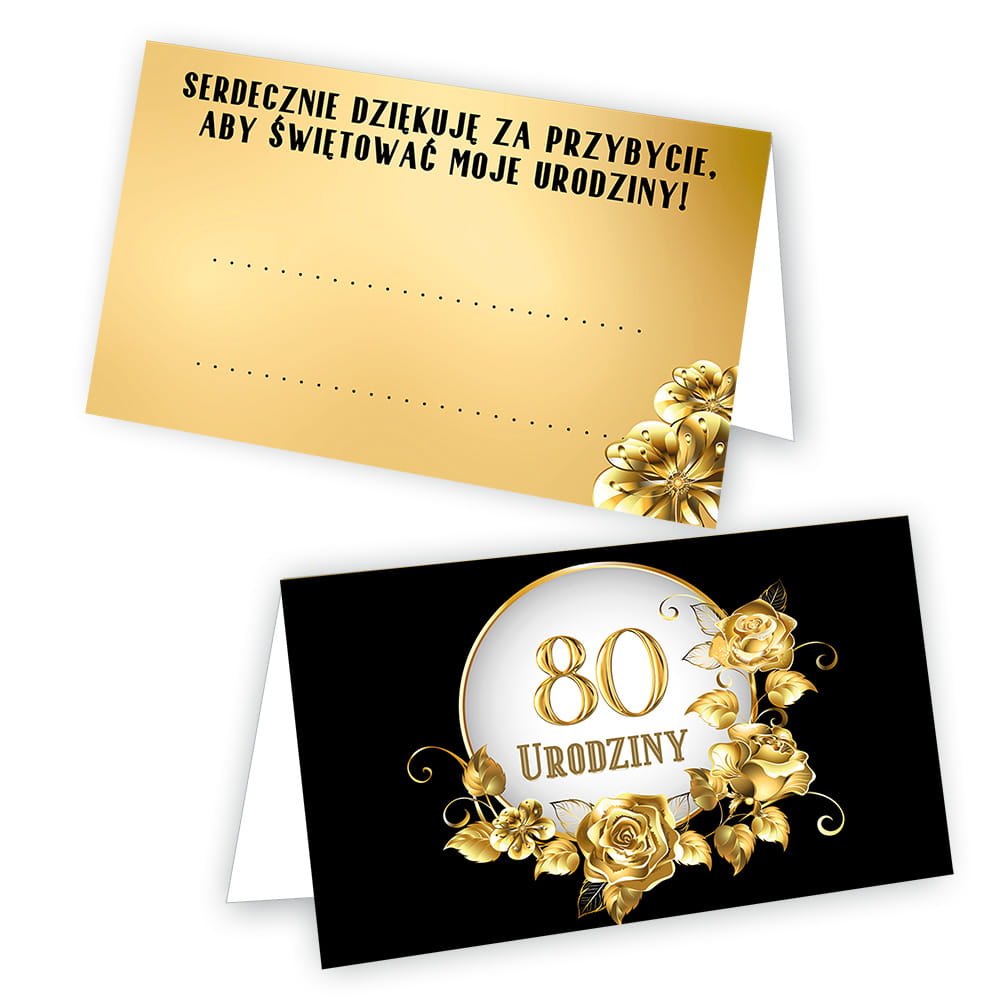 Winietki na Stół na 80 Urodziny Szyk - 10 sztuk (s)