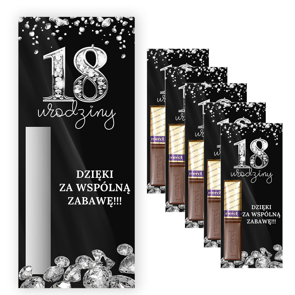 Podziękowania dla gości Merci na 18 Urodziny Diamentowy Blask - 5 sztuk (s)
