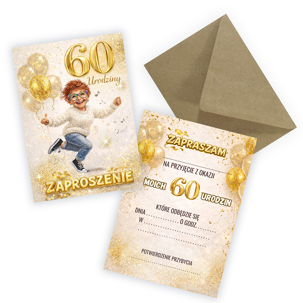 Zaproszenia na 60 Urodziny Klasa Eko Koperta (s)