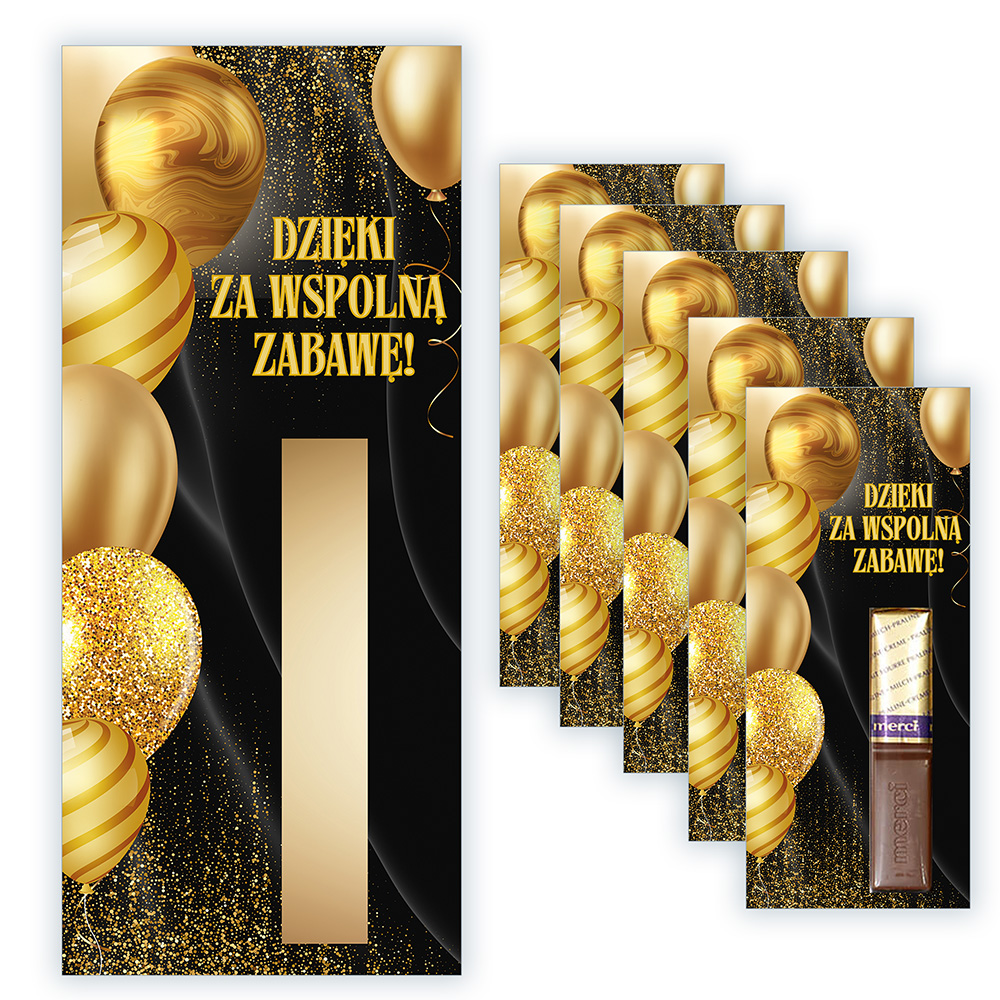 Podziękowania dla gości Merci na Imprezę Ogólne Złote balony - 5 sztuk (s)